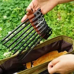 8 홀 접지 손톱 보관 체인 Pu 가죽 휴대용 텐트 스테이크 가방 야외 캠핑 못 주최자