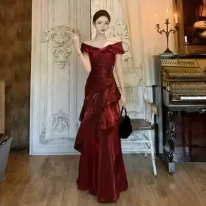 여자 원피스 봄 숄더 럭셔리 러블리 롱스커트 생일 파티 일자 송년회 프렌치 드레스 머메이드 SPO마켓1