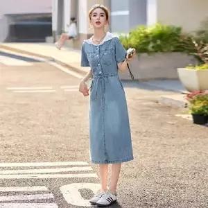 원피스 치마 청 여성 롱 여름 레이스 후드 슬림핏 반팔 레이어드 SPO마켓2