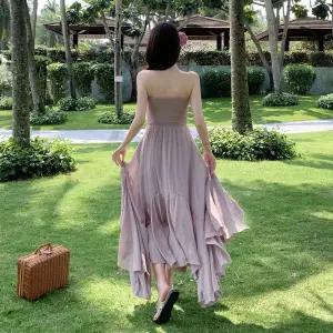 원피스 여자 하계 펀칭 언밸런스 해변 레이스 톱 레이어드 바캉스룩 롱스커트 SPO마켓2