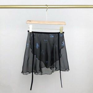 발레스커트 댄스연습복 나비무늬 블랙스커트 스커트 여성 투투 메쉬 나비 페어리 자수