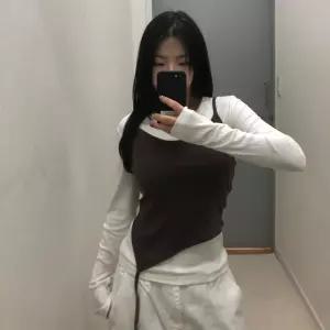 여자 나시 레이어드 골지 슬림 긴팔 티셔츠