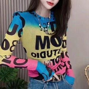댄스복 댄스티 라인 상의 어깨트임 반짝이 오색 쉬폰 살사 연습복 반팔 바댄스 호피티셔츠