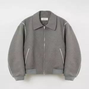 키뮤어 울 WOOL 파이핑 바시티 자켓 DS_그레이 6971215