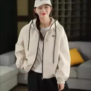 여성용 가을 스트링 쇼트 카디건 상의 긴팔 트렌치 후드 추천각 OOTD3