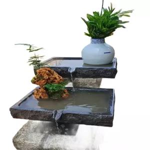 사각 수반 돌화분 실내연못 정원 장식 60x40x10cm 석재 조경