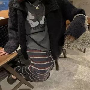 여사친 치마 롱 니트 가을 데이트룩 스트라이프 일자 SPO마켓3