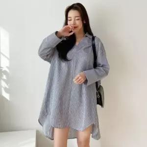 스트라이프남방 셔츠원피스 롱셔츠 스트라이프 여자롱남방 롱남방 반