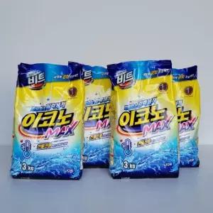라이온 비트 이코노맥스 3kg 리필형 찬물전용 4개 놀라운세정 깔끔한 (WB2F127)