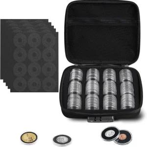 MUDOR 108 피스 실버 달러 코인 홀더 잠금 장치가 있는 41mm 보관 케이스 10 사이즈 개스킷이 센트 니켈