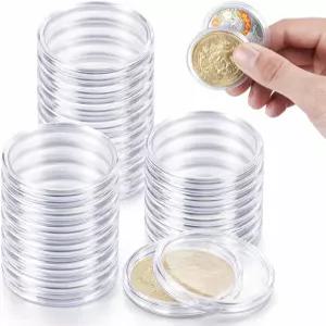 20 PCS 39mm 동전 캡슐 실버 이글코인 홀더 원형 에어 타이트 수납 케이스 수집 용품 핏 달러