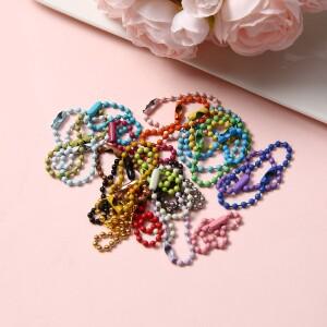 20-500개 스틸제 다채로운 볼 비즈 체인 열쇠고리 인식표 대량 DIY 펜던트 쥬얼리 제작용 커넥터 포함