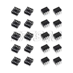 20개각 10개 NE555 IC 타이머 프로그래밍 발진기 칩 및 8핀 DIP 소켓
