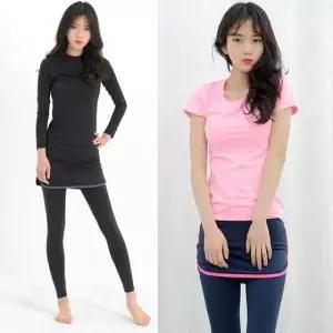 ALL4064 여자한줄요가 스포츠레쉬가드9부치마레깅스 여자트레이닝하의 (W03D4BC)