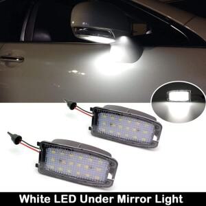 랜드로버 LR2 LR3 LR4 프리랜더 2 로버 L322용 2개 화이트 LED 사이드 미러 아래 조명 퍼들 라이트