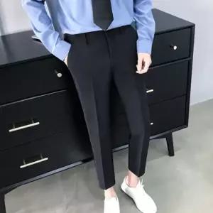 데일리 남자 9부 슬림핏 슬랙스 정장 면접 바지 팬츠 기모안감바지 (W90749E)