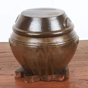 거친 옹기 양념통 항아리 6호 용기 김치통 냉장고보관용기 소품단지 (W0123F4)