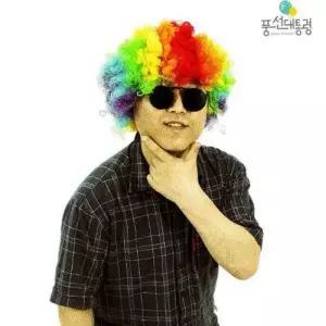 무지개 가발 행사 가발 복고풍 컬리 유머 공연 소품 코스프레 WFNQGBS