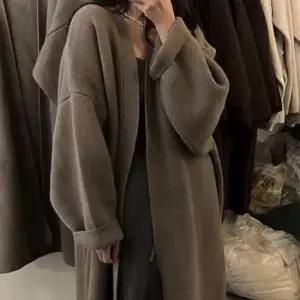 여성겨울가디건 걸치기 좋은 루즈핏 오픈 롱 니트 가디건 출퇴근 코디