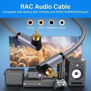 90도 하이파이 RCA 동축 오디오 케이블 하이엔드 RCA to RCA 남성 SPDlF 디지털 동축 케이블 DVD 프로젝터