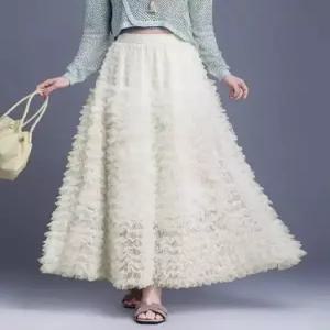 치마 롱 여성용 망사 봄 케이크 데일리 A라인 볼륨 SPO마켓1