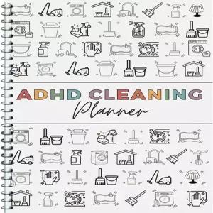 ADHD 청소 계획자 성인 여성을 위한 재사용 가능한 및 정리 가정 관리 루틴 추적 가족 작업 노트 흰색