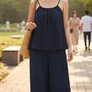여성투피스 민소매 나시 블라우스 롱 팬츠 썸머 상하세트 ST8782 WFOETE9