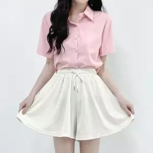 베이직 기본 카라 데일리 셔츠 반팔 블라우스 여성 블라우스 여름 WFOF3IG