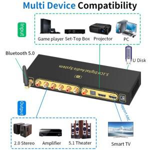 오디오 컨버터 디코더 블루투스 5.0 수신기 HD820B DAC 4K @ 60hz SPDIF 동축 DTSHD APE 192kHz