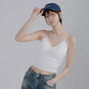 [하프클럽/어베닛]여성 레이스 캡내장 끈조절 면 골지 스판 민소매 나시 티