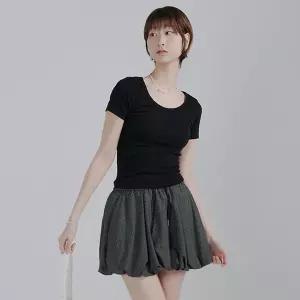 [하프클럽/어베닛]여성 러블리 여리핏 허리밴딩 체크 벌룬 미니 스커트 DY-WS