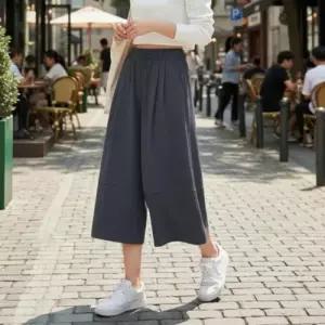 무릎절개 여성 와이드 트레이닝 팬츠 버뮤다 반바지 7부 WFOF3YO