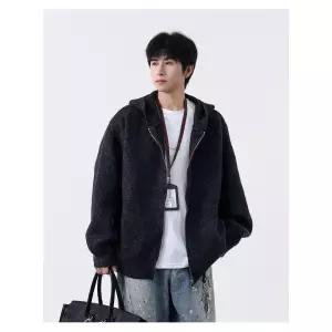 남성용 니트 캐주얼 춘추 카디건 아이템 집업 트렌디 질감 상의 후드 HT3