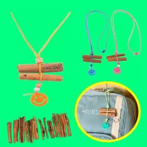 시나몬향이 솔솔 모기 벌레 기피제 계피 스마일 펜던트 시나몬 목걸이 만들기DIY 세트