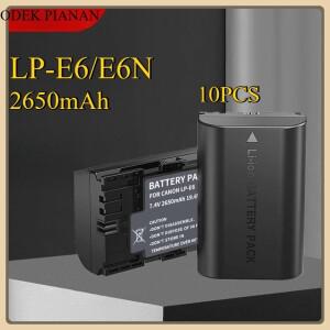 캐논용 10개입 2650mAh LP-E6/LP-E6N 배터리 5D/6D/7D/80D/90D DSLR 카메라용 고용량 교체 30% 더 많은 촬