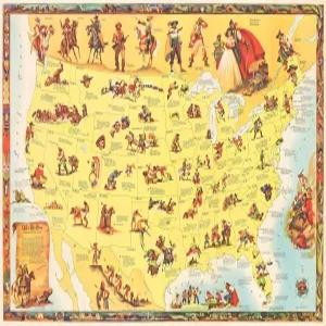 1952 와일드 빌 히콕 보물 지도 (아카이브 매트 24.5 x 36 )