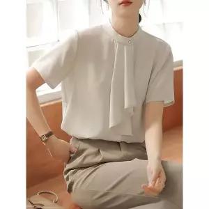 [하프클럽/휴드]첼즈 차이나넥 타이 블라우스