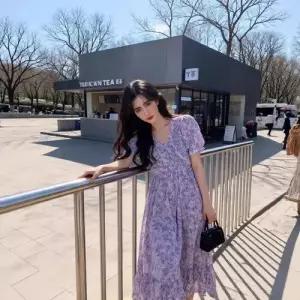 원피스 여성 캐주얼 하계 예쁜 쉬폰 프렌치 퍼프 반팔 빅사이즈 SPO마켓2