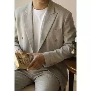 남성 트렌디 아이템 정장자켓 올드머니 싱글 더블 플랫 칼라 웨스턴 캐주얼 정장 코트 봄 오피스룩 HT1