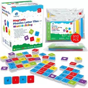 심플 매직 90 PCS 마그네틱 파닉스 타일 파닉스용 레터 철자법 올인원 조작법 게임 읽기 7세트