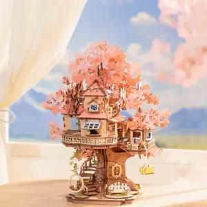 인테리어 장식용 벚꽃 하우스 미니어처 로라이프 미니어쳐 3D DIY 조립 로보타임틀