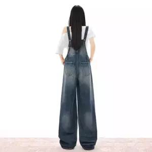 여사친 청 빈티지 멜빵바지 점프슈트 편안함 워싱 DUCHI2