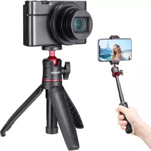 MT08 카메라용 블랙 미니 삼각대 4인치 나사 범용 DJI OSMO 포켓 4/Insta 360/Xtra/Sony/Canon 확장 가능한