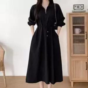 하객원피스 여성 캐주얼 카라 롱원피스 봄가을 치마 데이트룩 1P