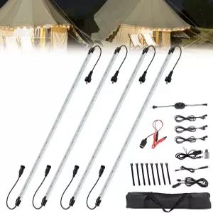 12V LED 실내 조명 바 키트 디밍 가능 IP67 방수 캠핑 스트링 RV 텐트 자동차용 흰색 알루미늄 마그네틱