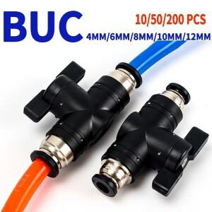 BUC 공압 수동 밸브 - 스트레이트 헤드 퀵 커플링 스티어링 스위치 에어 호스용 수동 볼 밸브(4mm,6mm,8mm,
