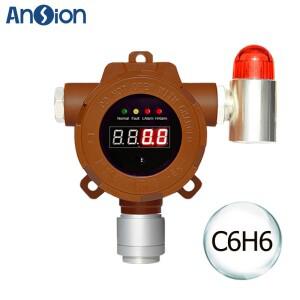 산업용 벤젠 감지기 고정형 C6H6 가스 감지기 0-100ppm 전기화학 센서 교정됨 4-20mA CE ATEX 인증