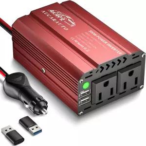 차량용 300W 파워 인버터 4.8A 듀얼 USB 및 노트북용 자동차 충전기 어댑터가 있는 DC 12V 110V AC 플러그
