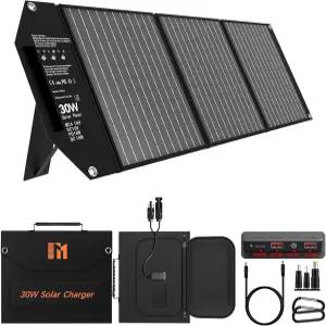 30W 태양광 패널 충전기 USB-C 및 18V MC4 DC 고속 충전으로 접이식 여행 캠핑 LG 구글 휴대폰 전원 뱅크