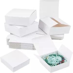 PH PandaHall 30pcs 흰색 선물 상자 작은 종이 3.5x3.5x1.5 인치 크래프트 포장 판지 선호 간식 접이식
